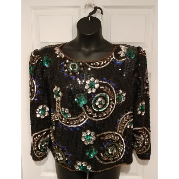 plus size formal beaded tops